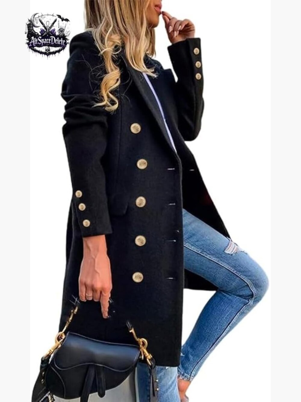 Wool Pea Coat Double Breasted Trench Midi Length Fall Winter